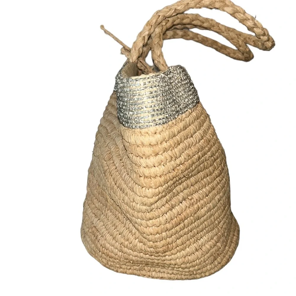J. Crew Iridescent Beaded Straw Tote Bag